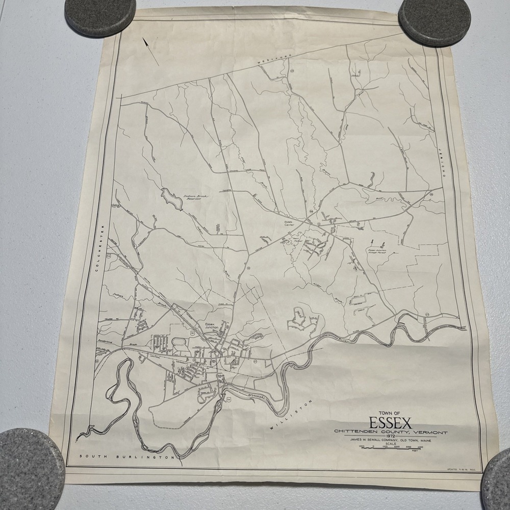 1972 Town Of Essex Chittenden County Vermont MAP Updated 1974